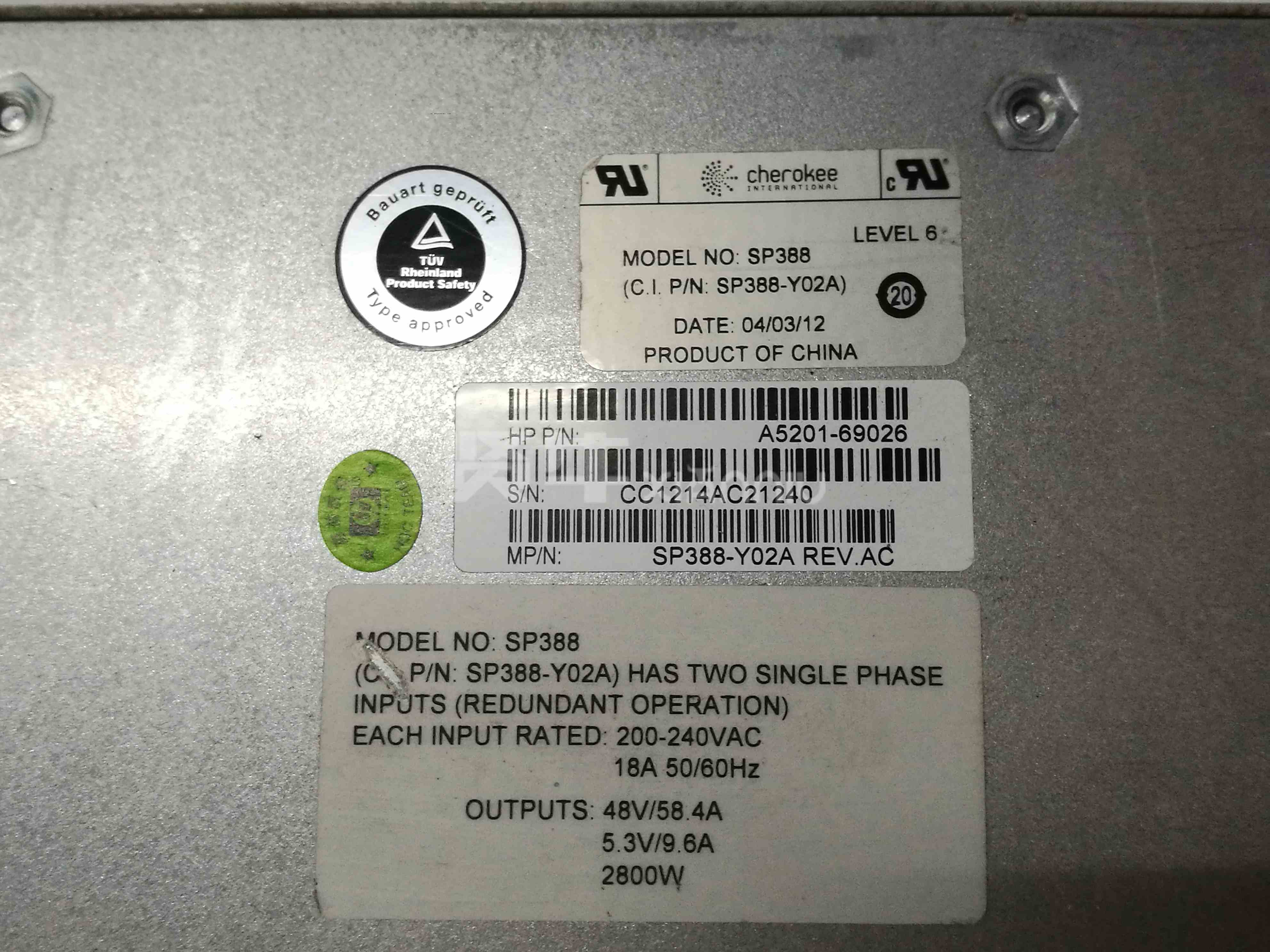 HP Superdome机柜 SX电源  A5201-69026